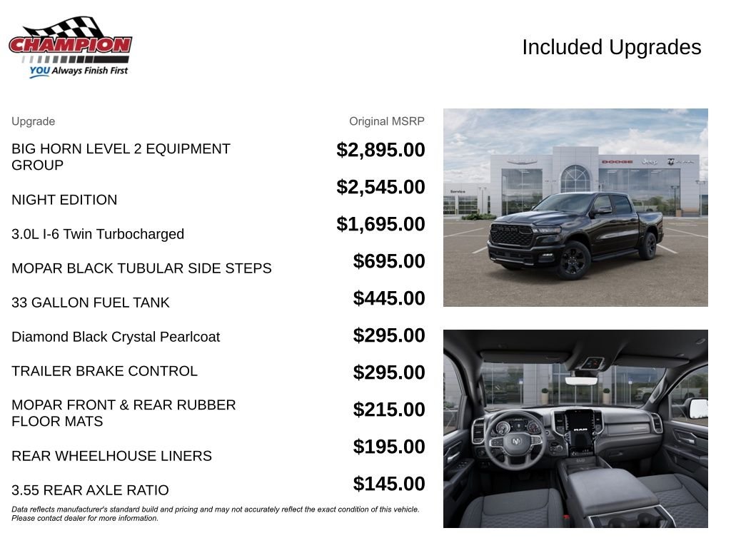 New 2026 Diamond Black Crystal Pearl-Coat Exterior Paint RAM Big Horn/Lone Star image 6