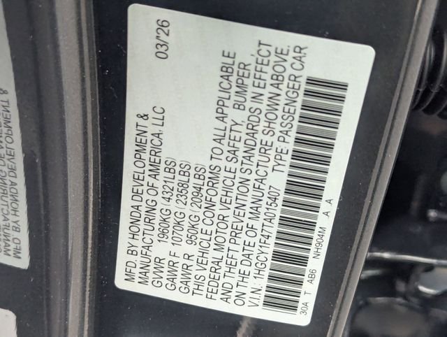 New 2026 Meteorite Gray Metallic Honda SE image 24