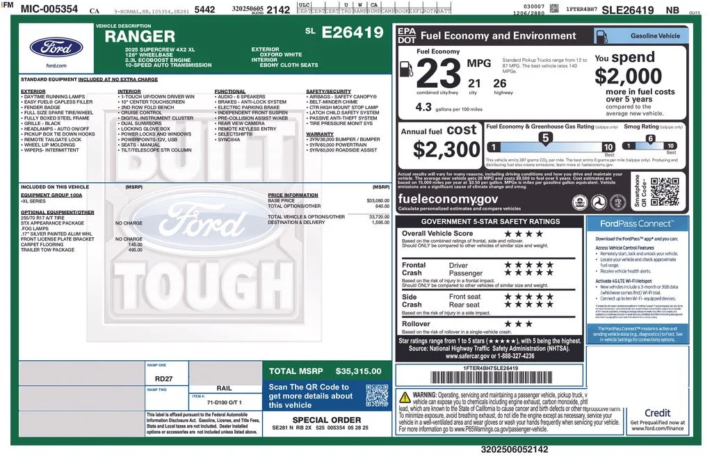New 2025 White Ford XL image 2