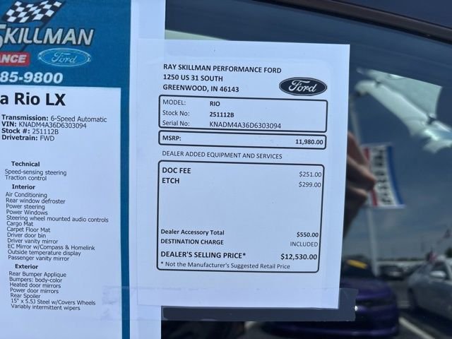 Used 2013 Kia Rio LX with VIN KNADM4A36D6303094 for sale in Greenwood, IN