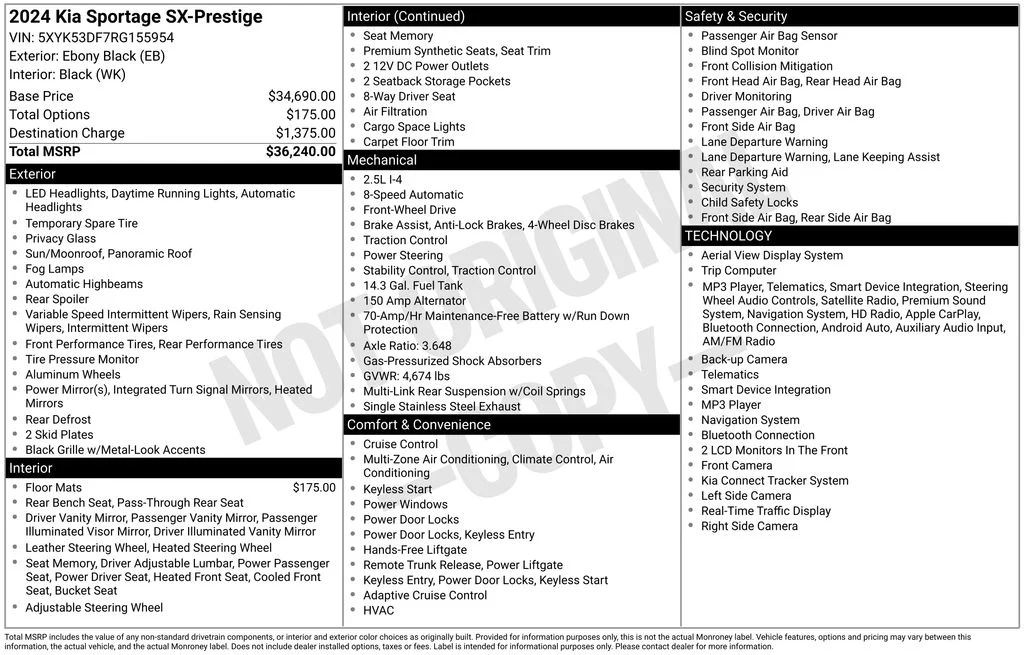 Certified Used 2024 Ebony Black Kia SX-Prestige image 5