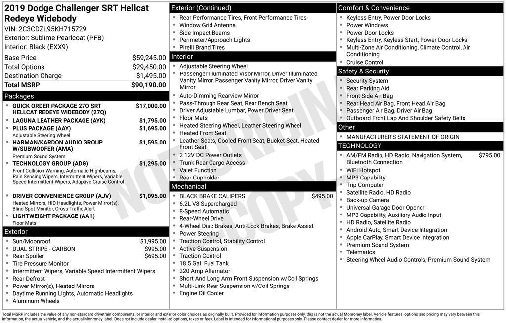 Used 2019 Green Dodge SRT Hellcat Redeye Widebody image 28