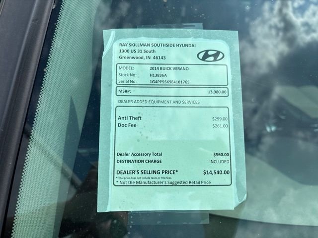 Used 2014 Buick Verano 1SD with VIN 1G4PP5SK9E4101765 for sale in Greenwood, IN