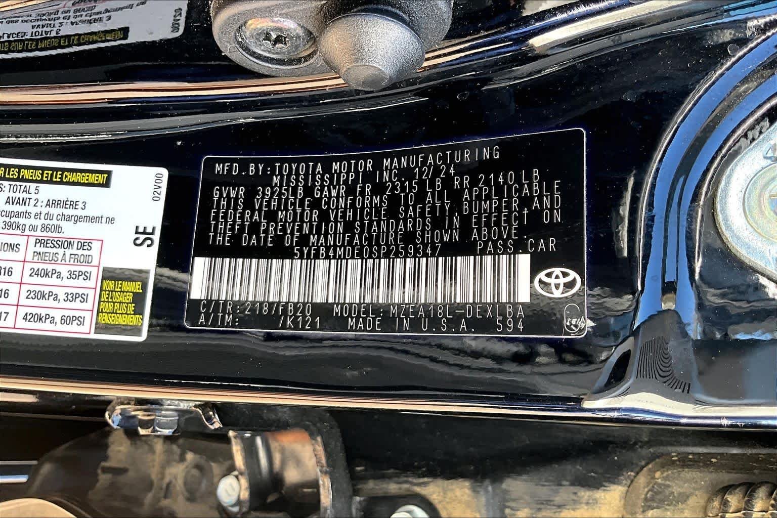 Used 2025 Midnight Black Metallic Toyota LE image 36