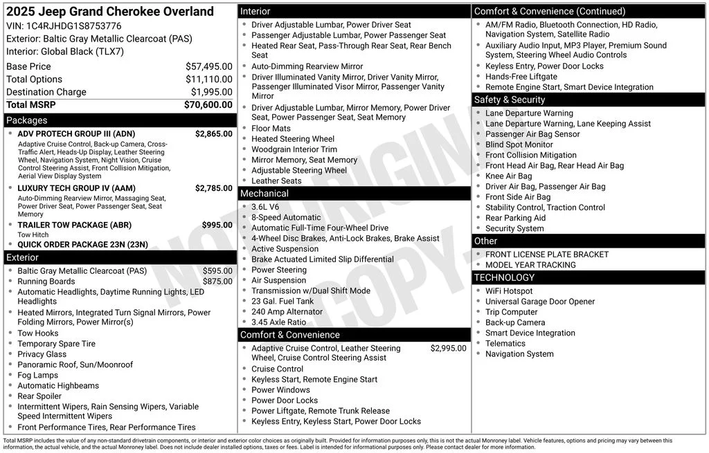 New 2025 Baltic Gray Metallic Clear-Coat Exterior Paint Jeep Overland image 6