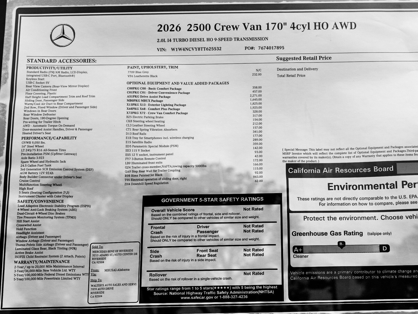 New 2026 Blue Gray Mercedes-Benz 2500 High Roof I4 Diesel HO 170 AWD image 26