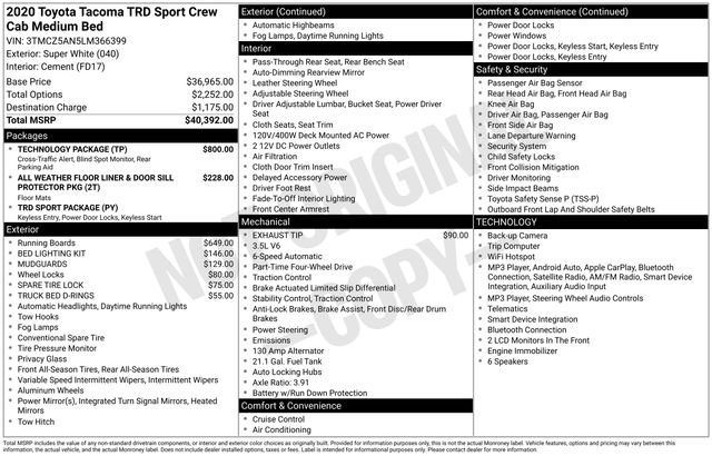 Certified Used 2020 White Toyota TRD Sport image 33