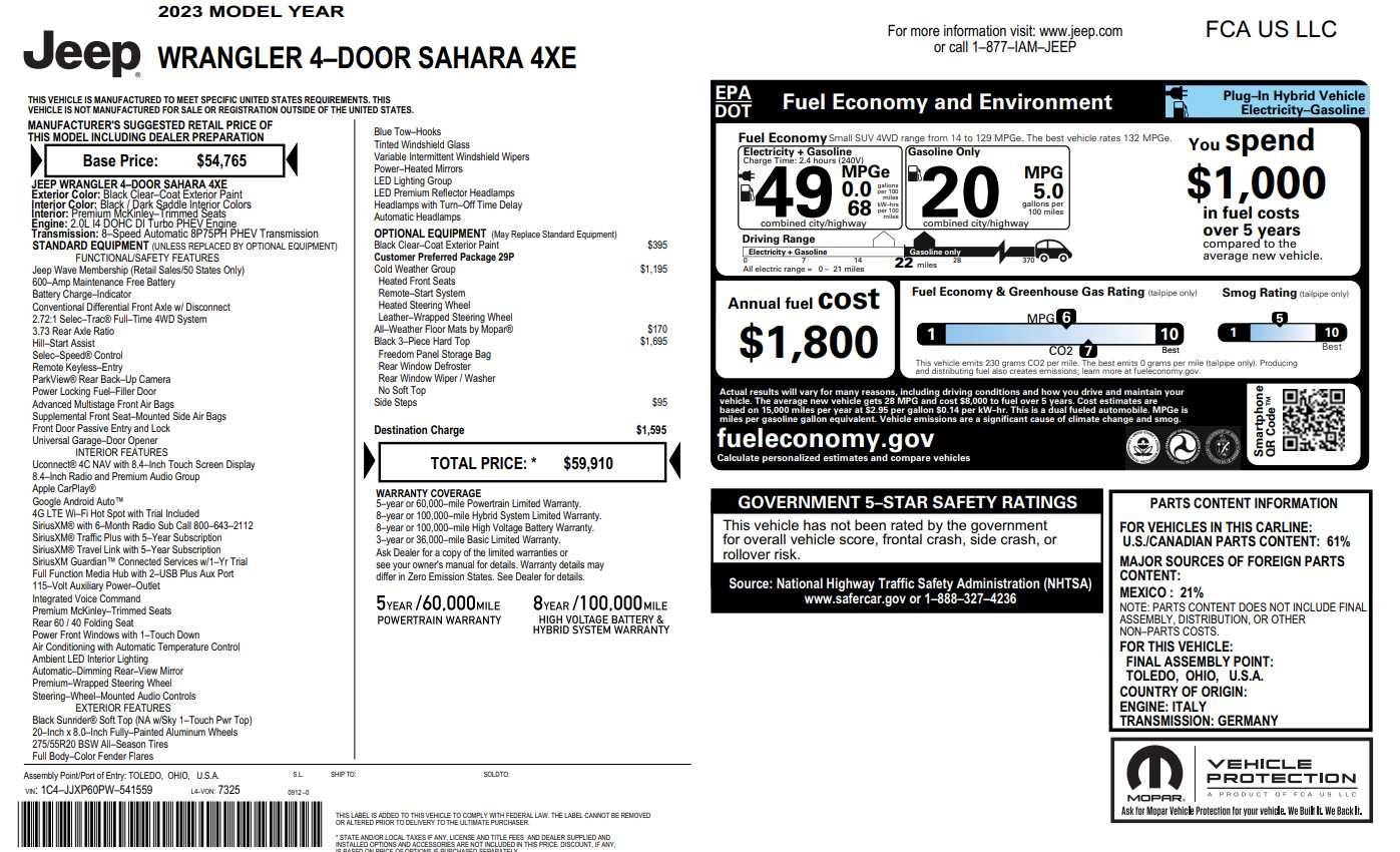 Used 2023 Black Clearcoat Jeep Sahara image 2