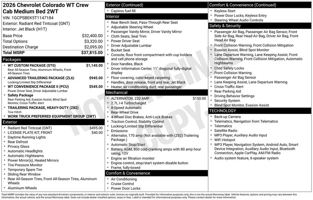 Used 2026 Red Chevrolet Work Truck image 6
