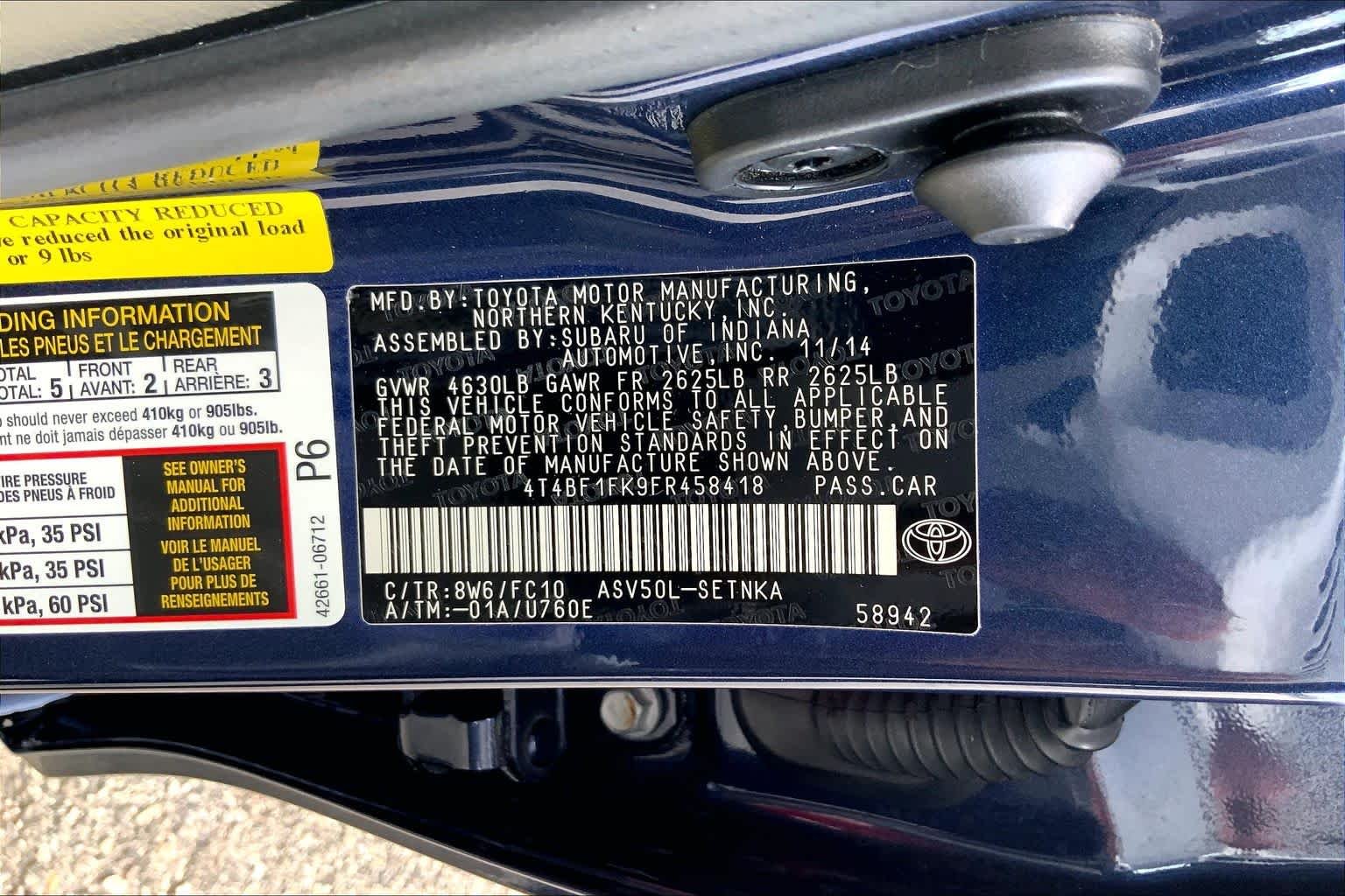 Used 2015 Parisian Night Pearl Toyota LE image 36