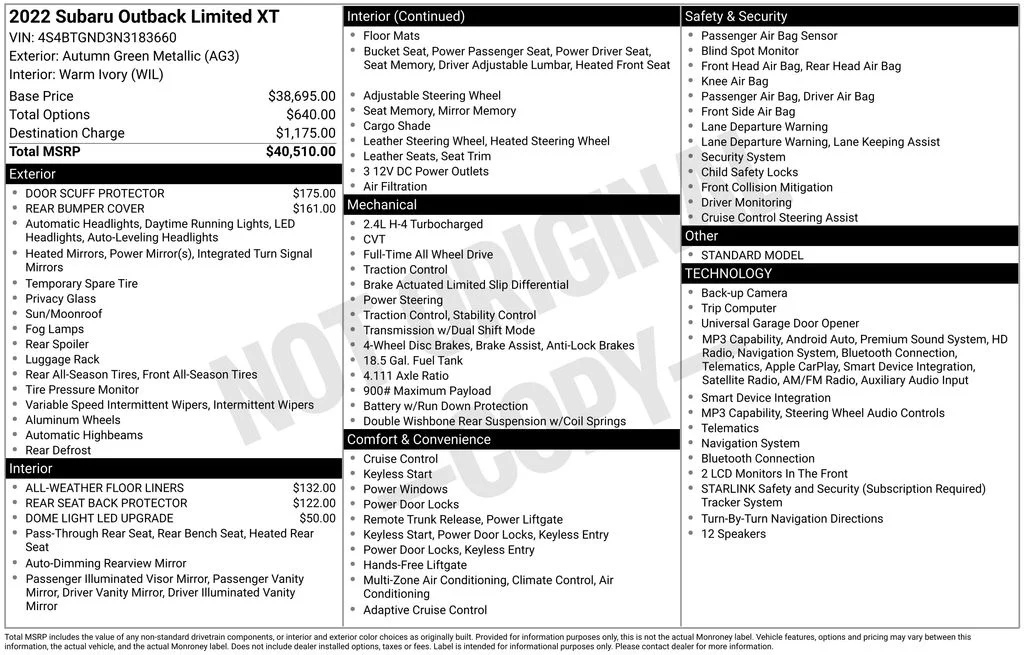 Used 2022 Brown Subaru Limited XT image 1