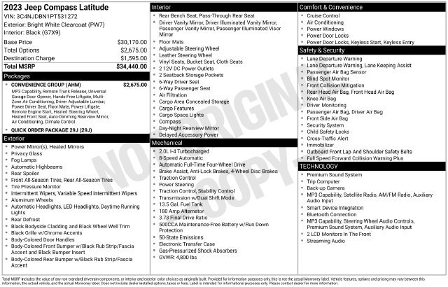 Used 2023 Bright White Clearcoat Jeep Latitude image 2