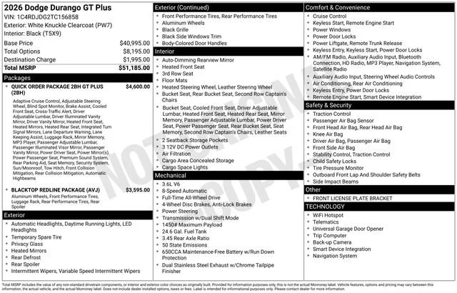 New 2026 White Knuckle Clear-Coat Exterior Paint Dodge GT Plus image 35