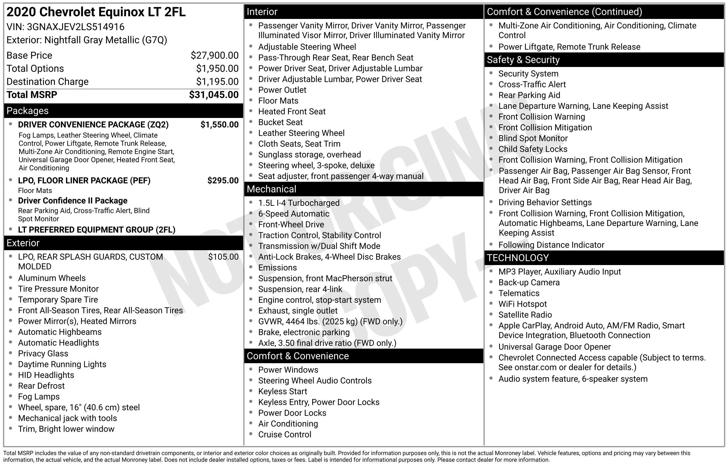 Used 2020 NIGHTFALL GRAY METALLIC Chevrolet LT image 14