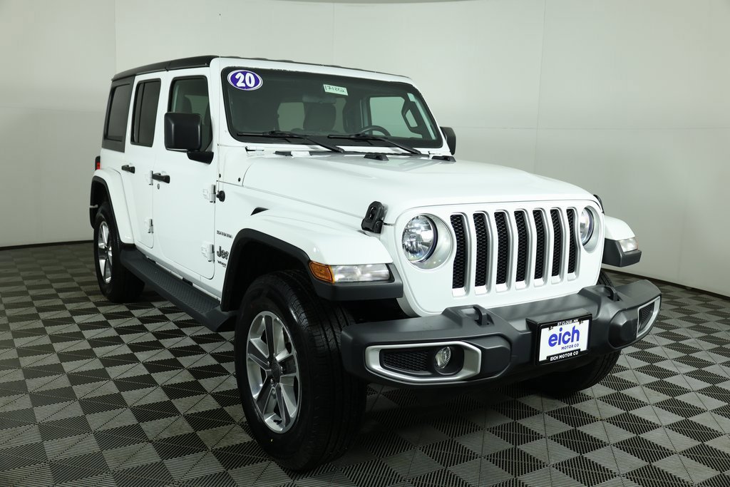 Used 2020 Jeep Wrangler Unlimited Sahara with VIN 1C4HJXEN3LW113973 for sale in St. Cloud, Minnesota