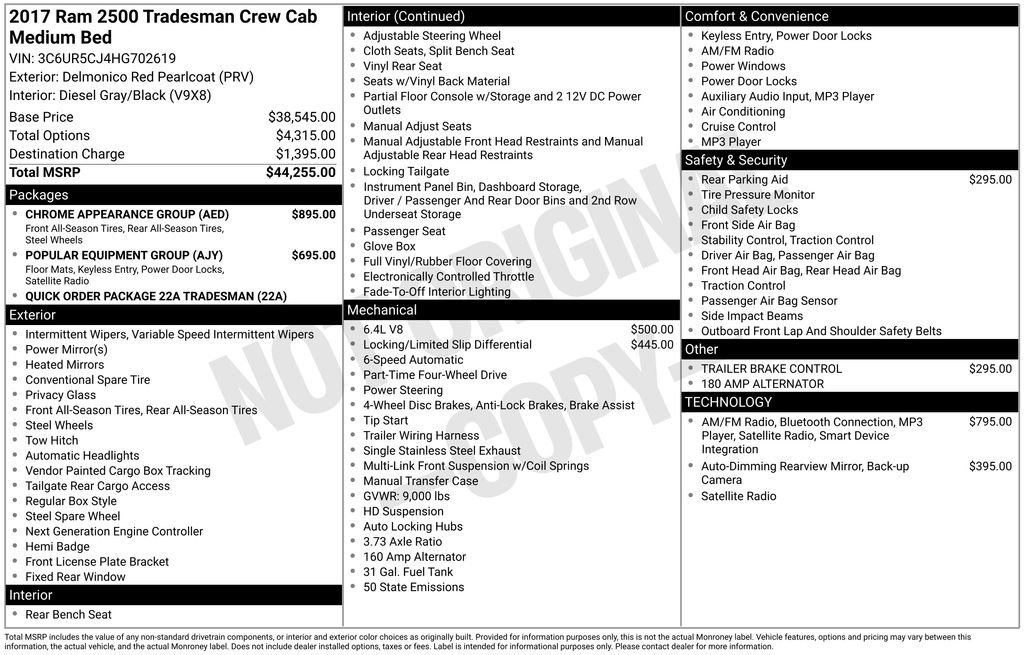 Used 2017 RAM Ram 2500 Pickup Tradesman with VIN 3C6UR5CJ4HG702619 for sale in Elk River, Minnesota