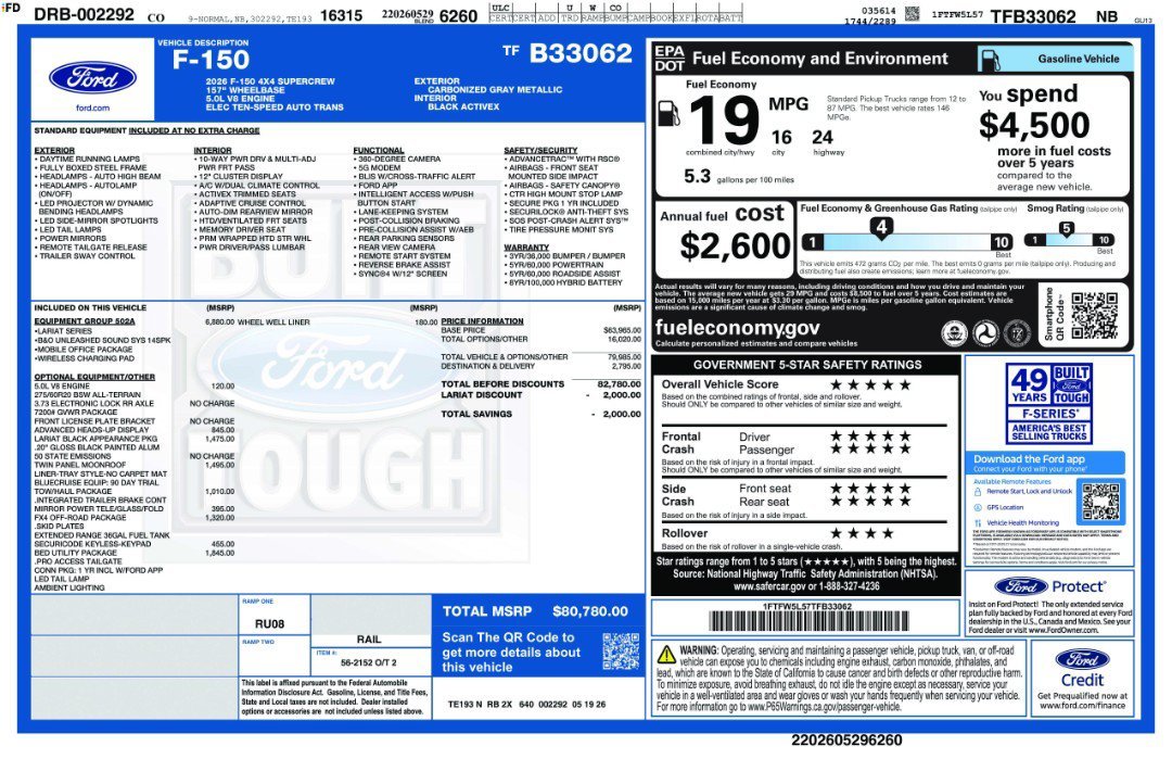 New 2026 Carbonized Gray Metallic Ford Lariat image 17