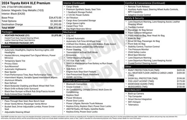 Used 2024 Gray Toyota XLE Premium image 1
