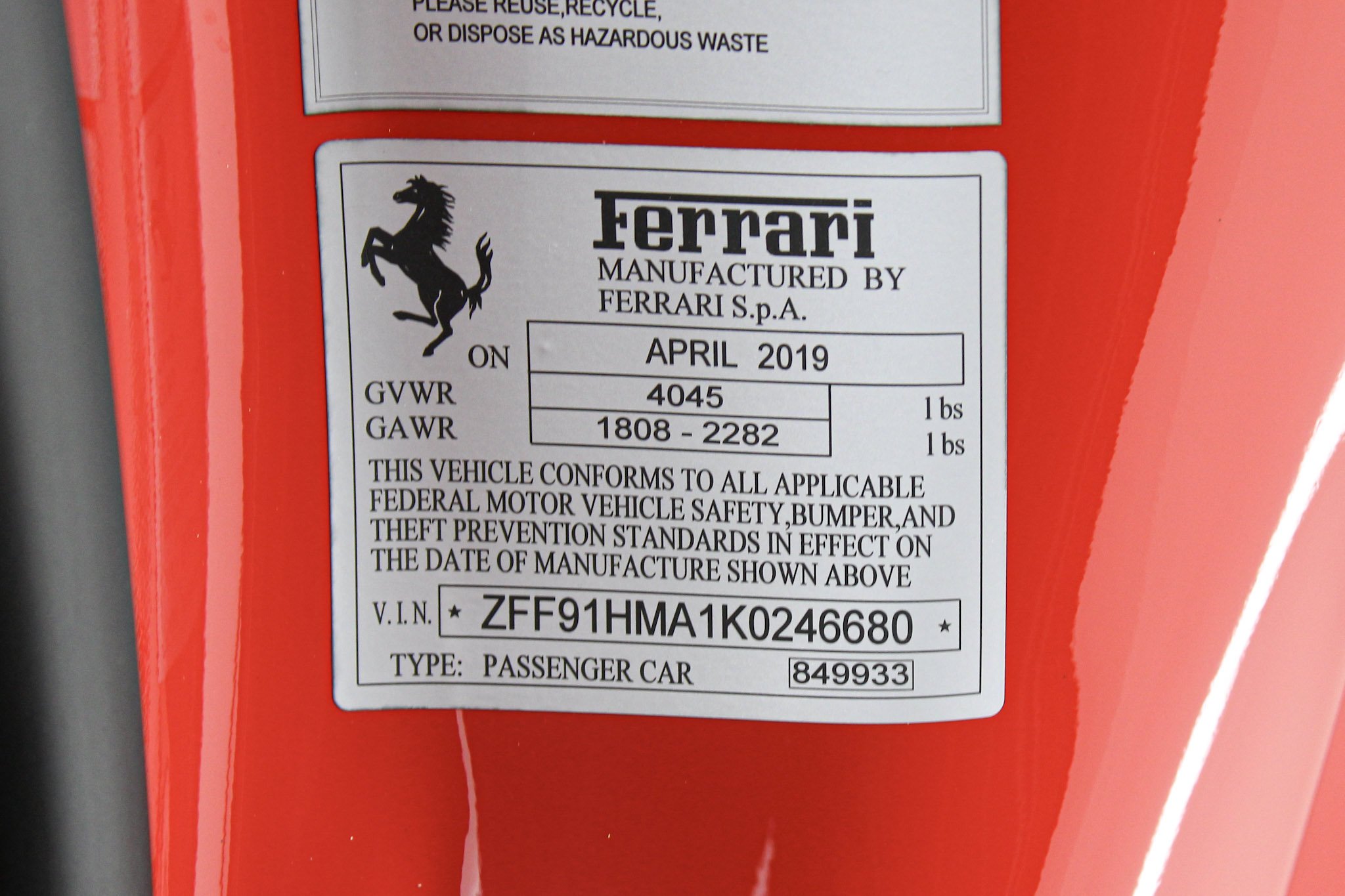 Certified Used 2019 Red Ferrari  image 54