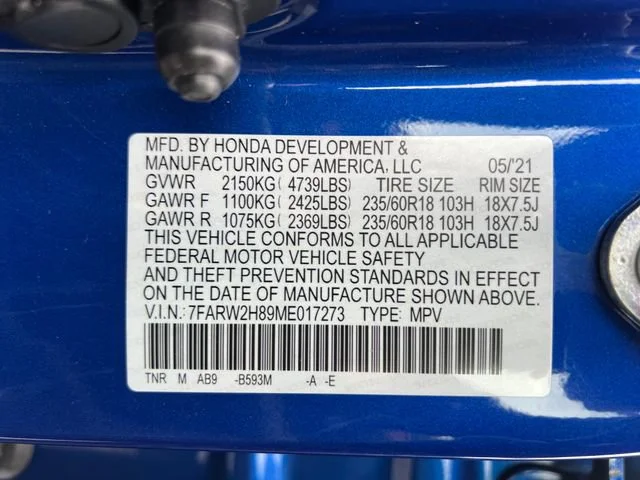 Used 2021 Aegean Blue Metallic Honda EX-L image 16
