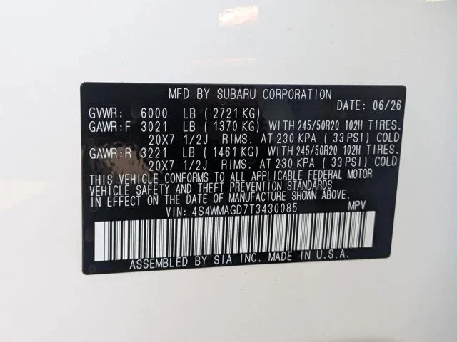 New 2026 CRYSTAL WHITE PEARL Subaru Limited 7-Passenger image 56