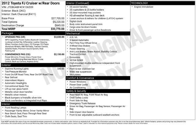 Used 2012 Black Toyota Base image 6