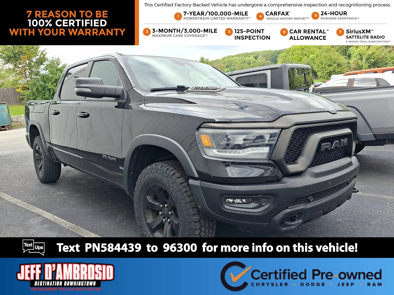 Used 2023 Diamond Black Crystal Pearlcoat Ram Rebel image 1