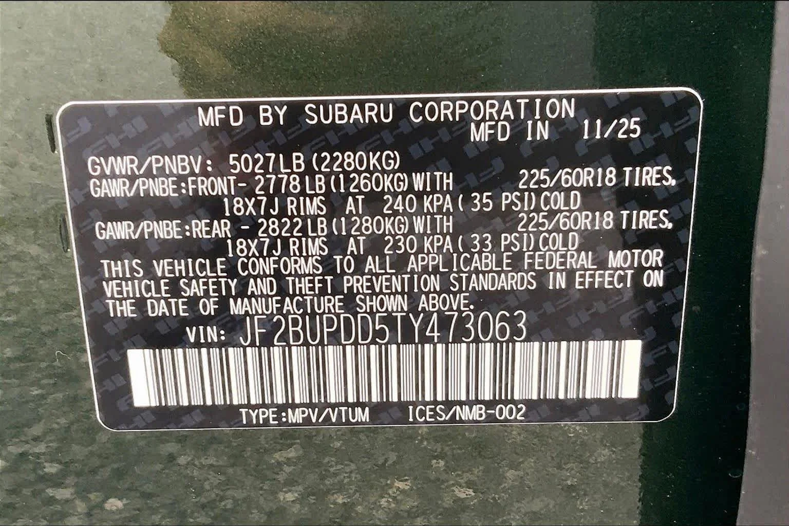 New 2026 DEEP EMERALD GREEN PEARL Subaru Limited image 16