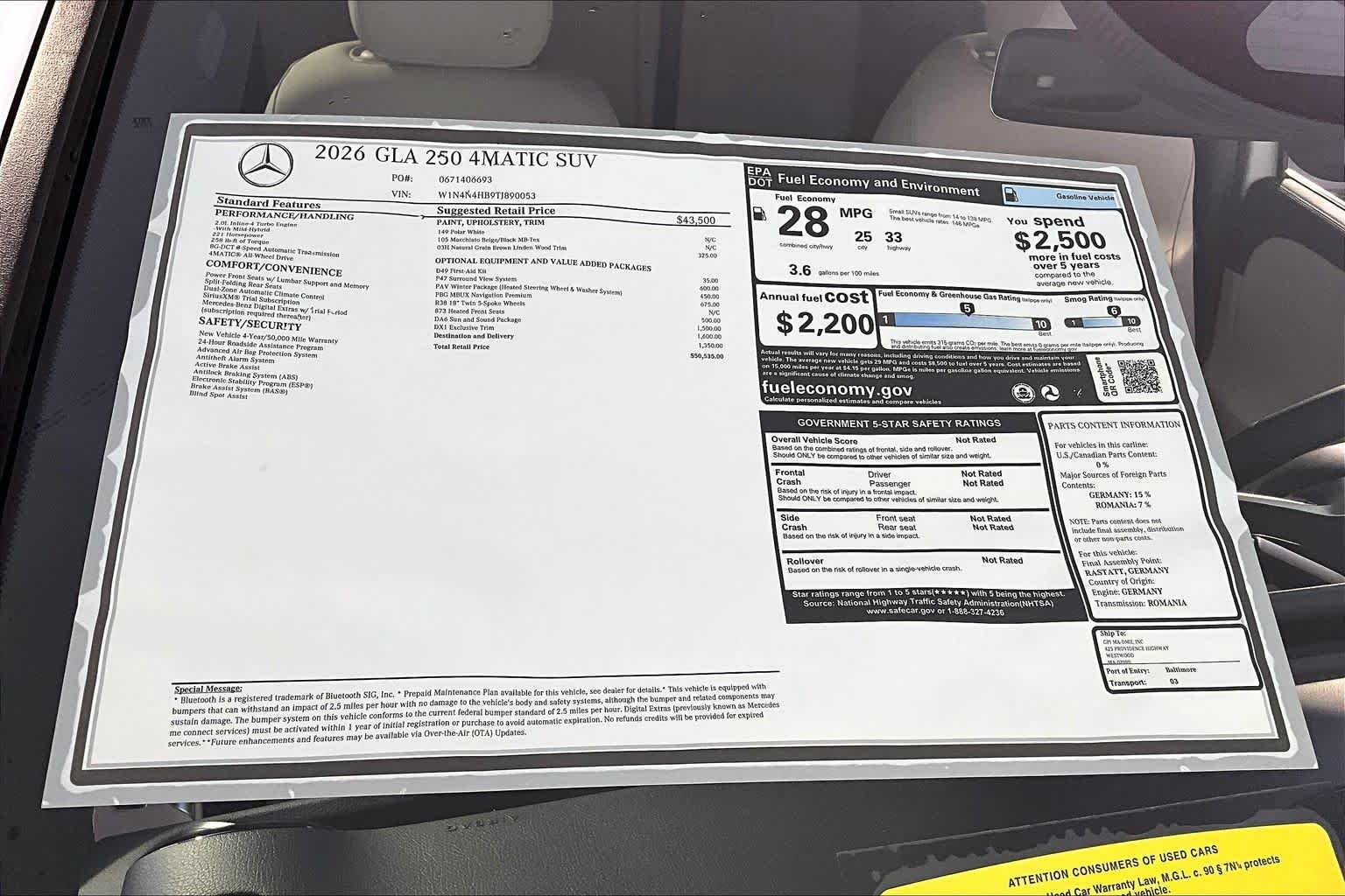 New 2026 Polar White Mercedes-Benz GLA 250 image 18