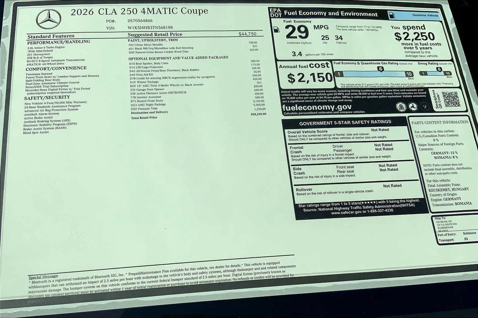 Certified Used 2026 Cirrus Silver Metallic Mercedes-Benz CLA 250 image 26