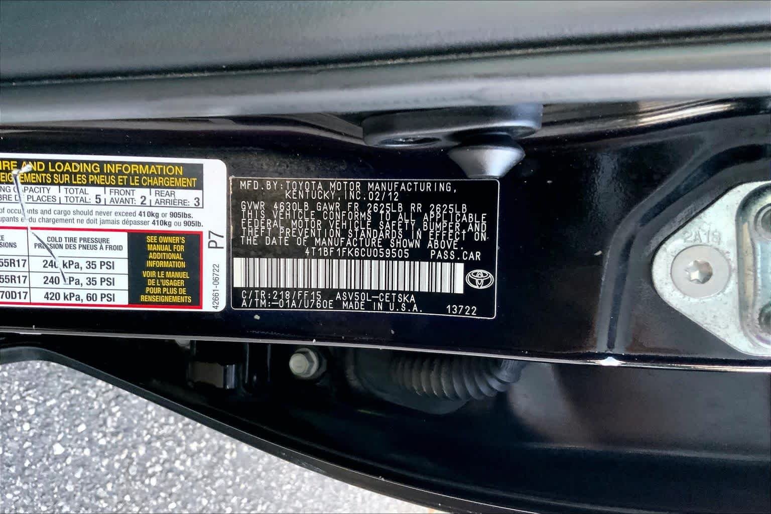 Used 2012 Attitude Black Metallic Toyota SE image 28