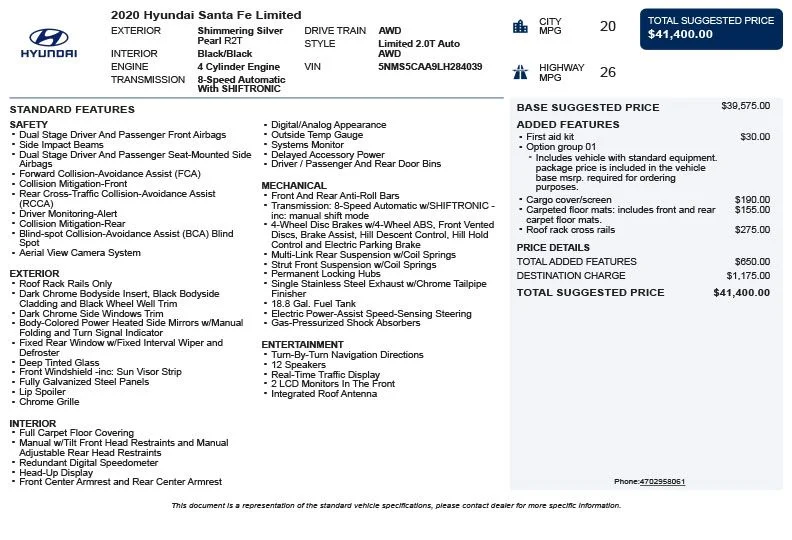 Used 2020 Silver Hyundai Limited image 3
