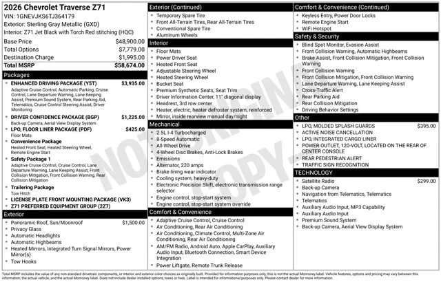2026 Chevrolet Traverse AWD Z71's photo