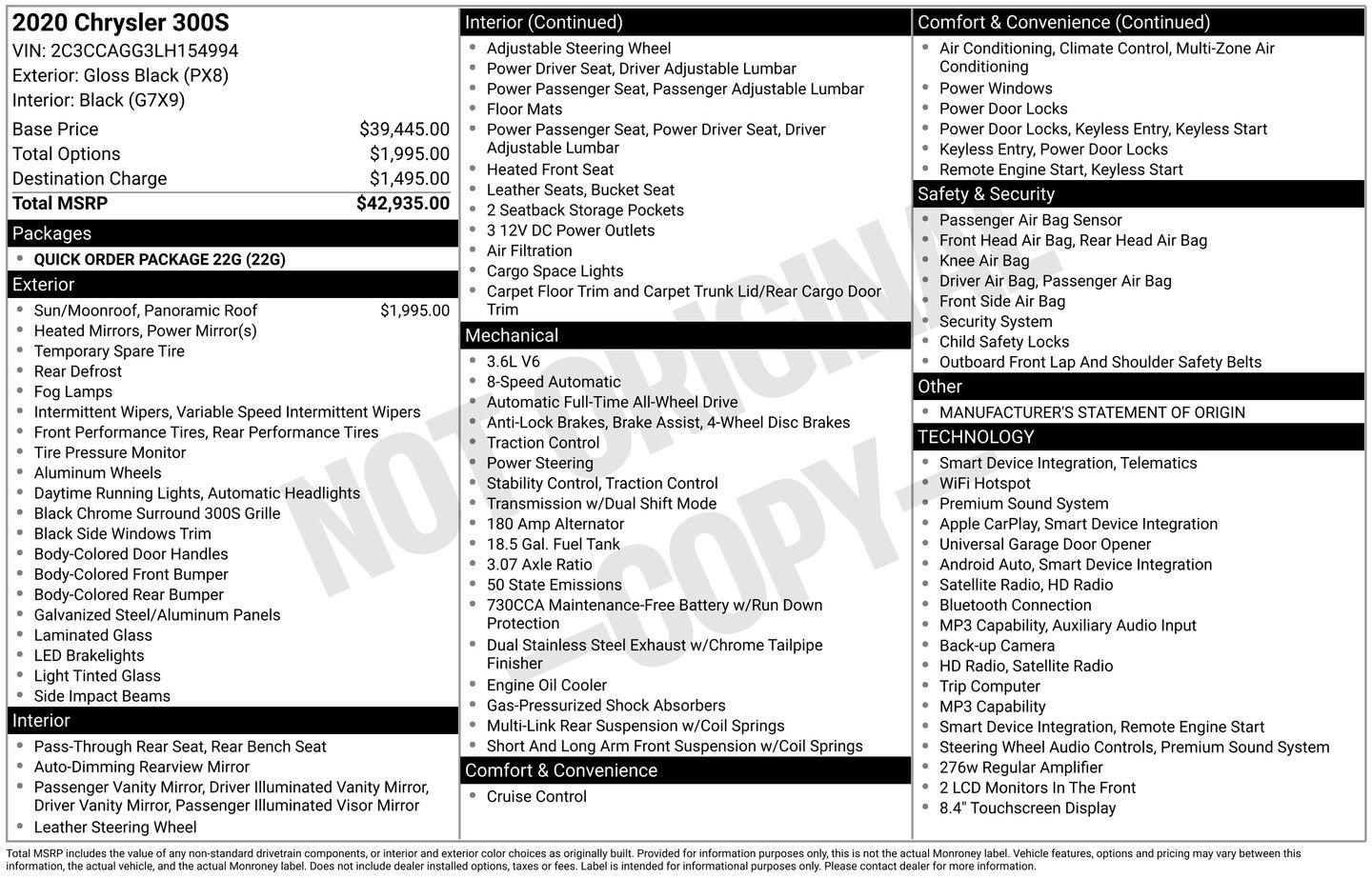 Used 2020 Black Chrysler S image 2