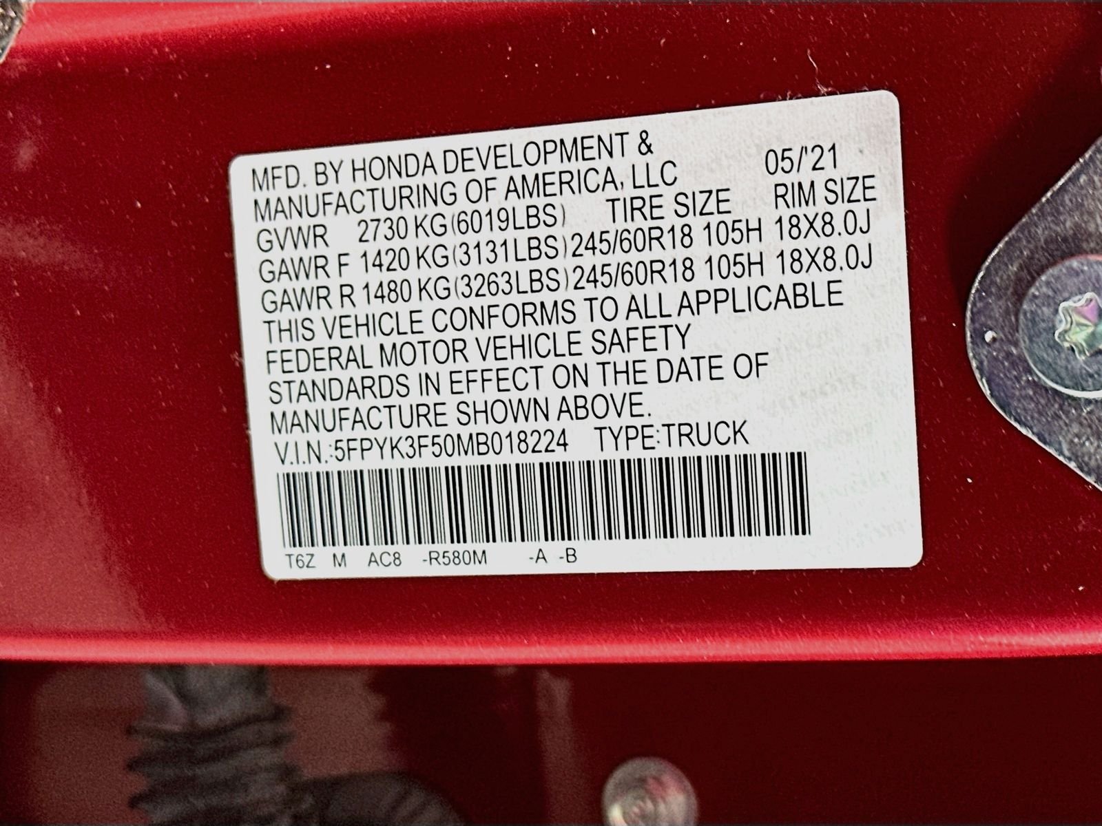 Used 2021 Radiant Red Metallic II Honda RTL image 32
