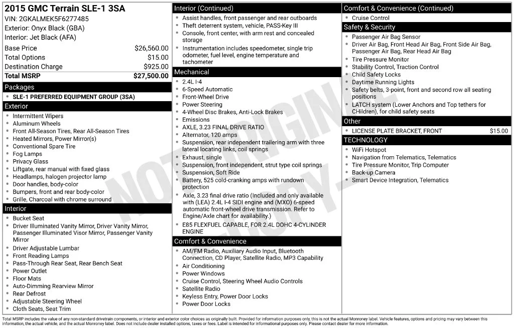 Used 2015 Black GMC SLE-1 image 6