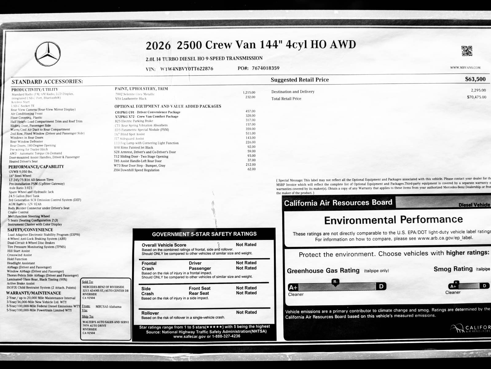 New 2026 Selenite gray metallic Mercedes-Benz 2500 Standard Roof I4 Diesel HO 144 AWD image 26