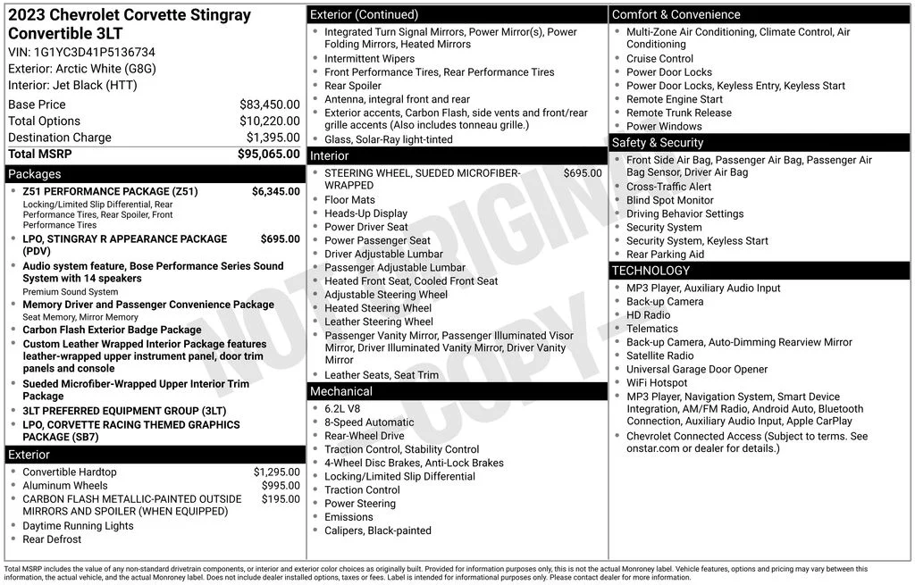 Used 2023 White Chevrolet Stingray image 10
