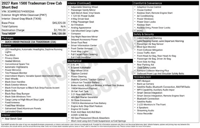 New 2027 Bright White Clear-Coat Exterior Paint RAM Tradesman image 4