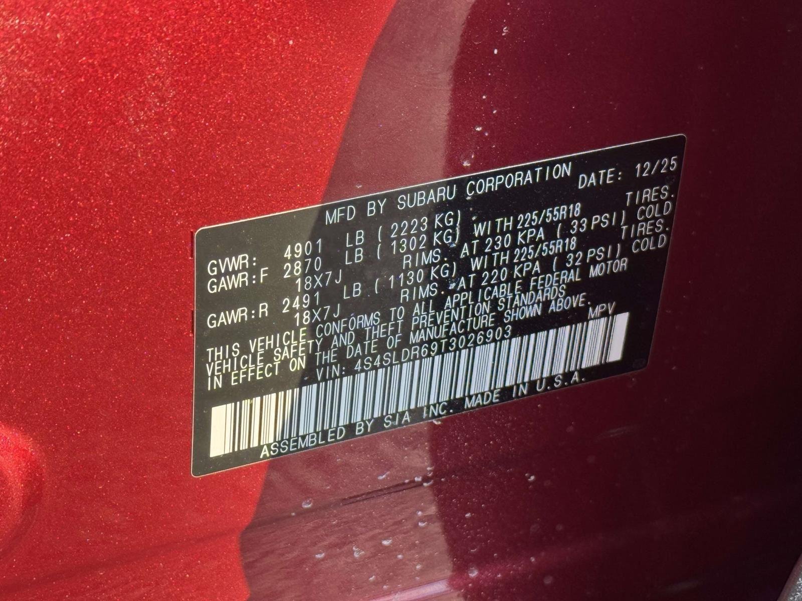 Used 2026 Crimson Red Pearl Subaru Limited image 18