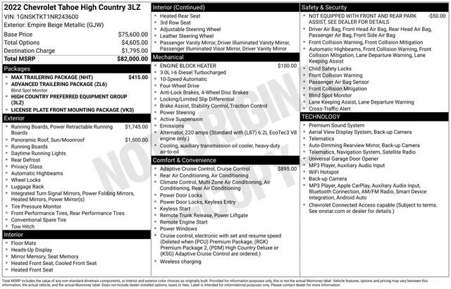 Certified Used 2022 EMPIRE BEIGE METALLIC Chevrolet High Country image 13