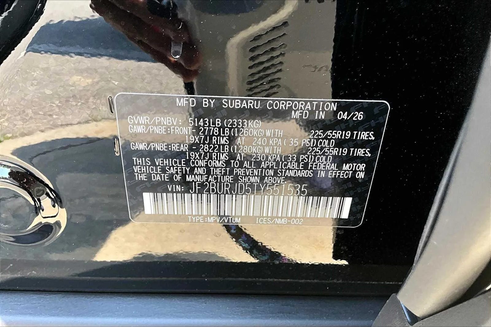 New 2026 Crystal Black Silica Subaru Touring XT image 18