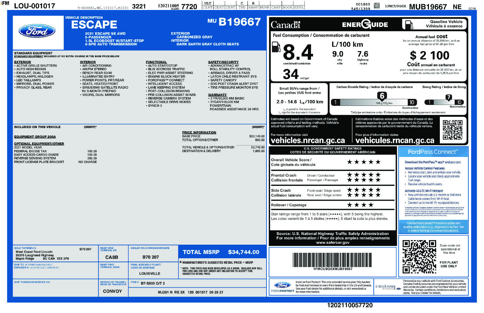 Used 2021 Gray Ford SE image 2