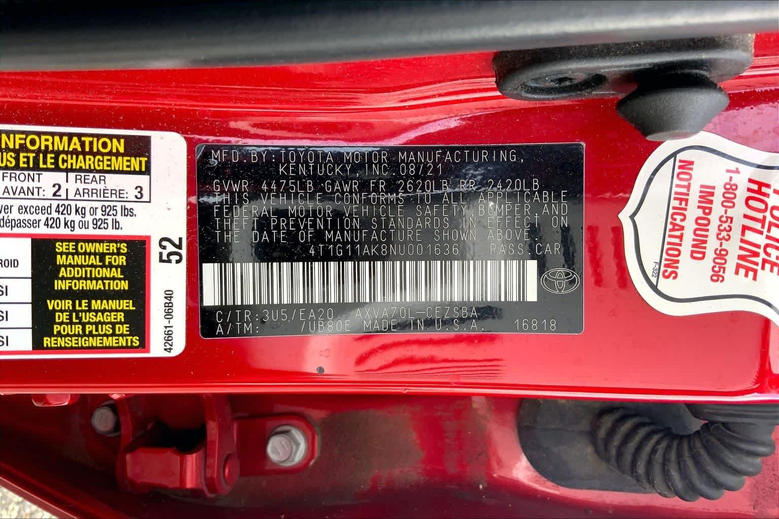 Used 2022 Supersonic Red Toyota SE image 36