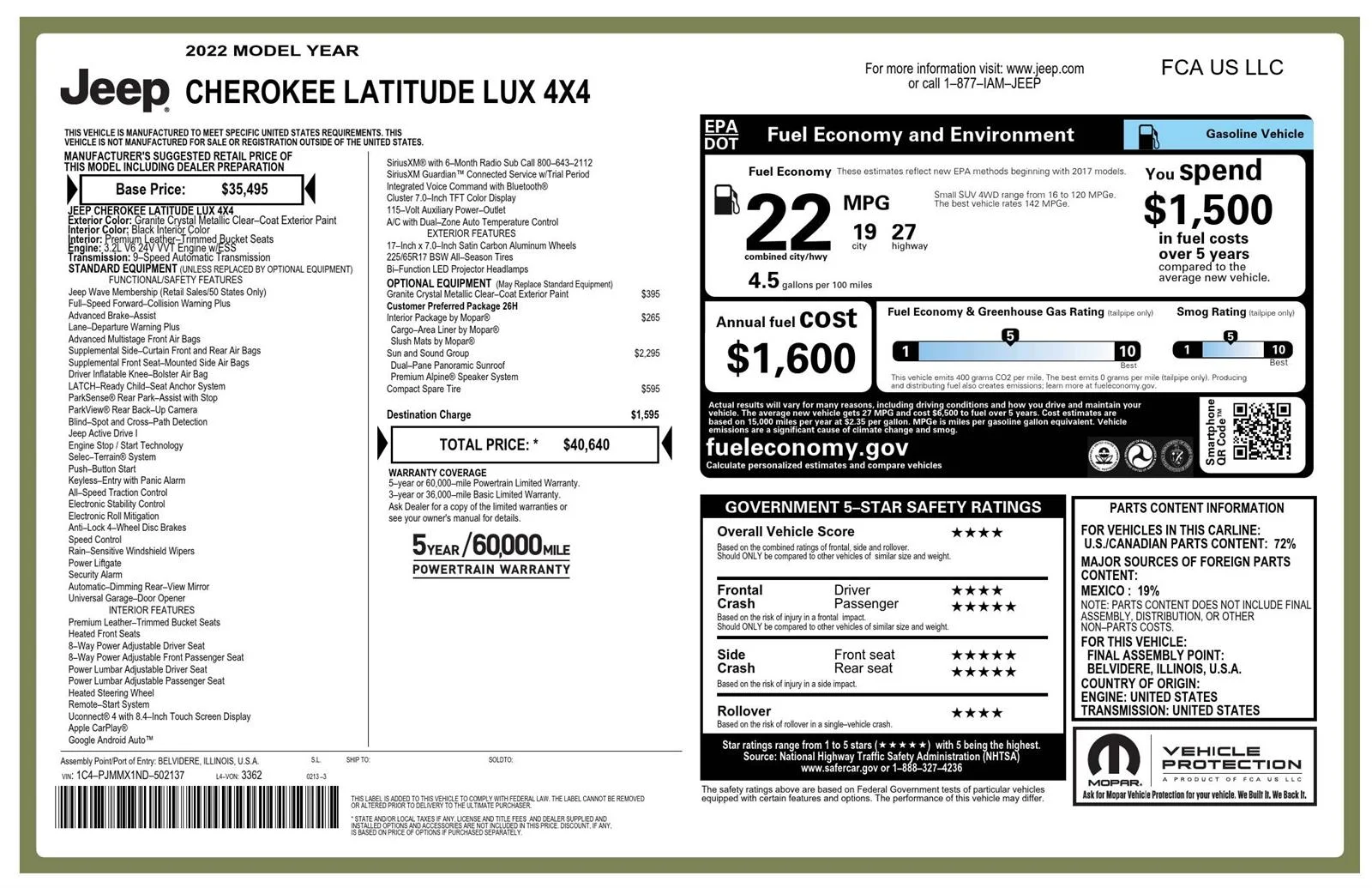 Used 2022 Granite Crystal Metallic Clearcoat Jeep Latitude Lux image 3