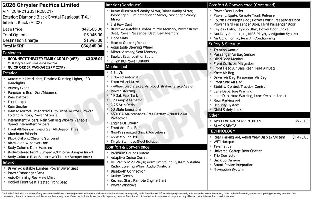 New 2026 Diamond Black Crystal Pearl-Coat Exterior Paint Chrysler Limited image 9