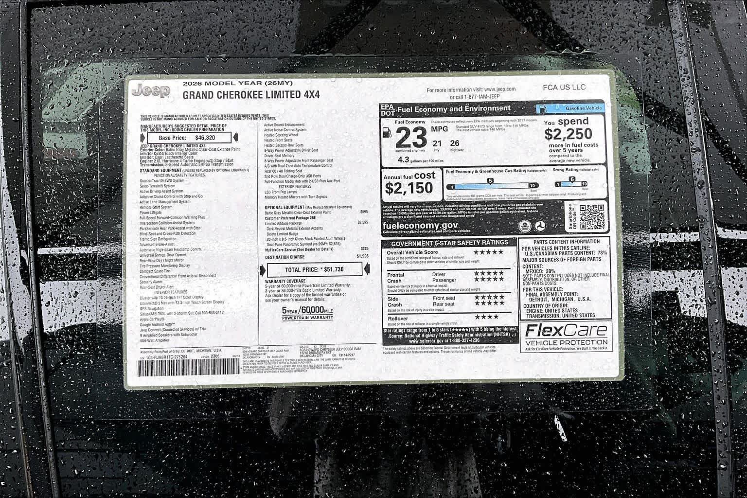 New 2026 Baltic Gray Metallic Clear-Coat Exterior Paint Jeep Limited image 16