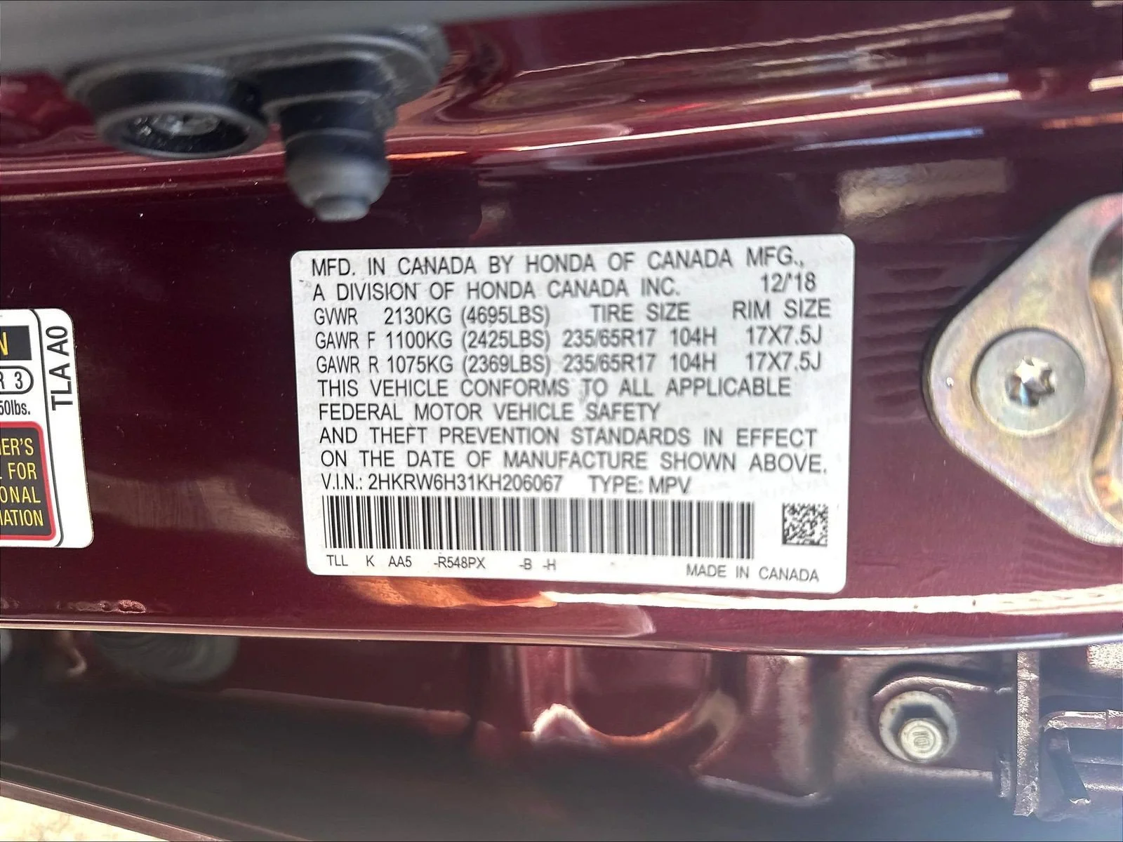 Used 2019 Basque Red Pearl II Honda LX image 22