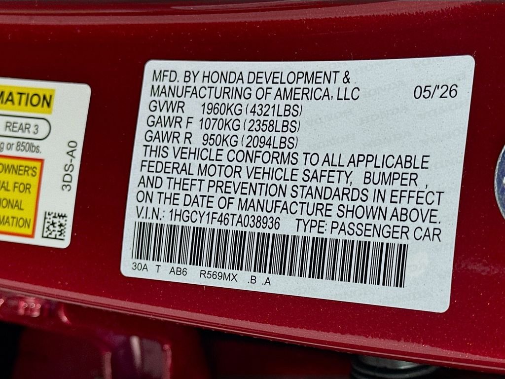 New 2026 Radiant Red Metallic Honda SE image 23