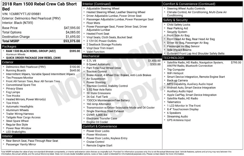 Certified Used 2018 Red Ram Rebel image 8